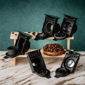 Разопакован: Еспресо машина за мляно кафе и капсули 8в1 Oliver Voltz OV51171N8M, 1450W, 1 л, 5 адаптера, 19 bar, Черен