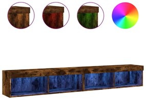 837164 vidaXL ТВ шкафове с LED осветление, 2 бр, опушен дъб, 100x30x30 см