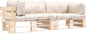 277483 vidaXL Градински диван от 2 части с пясъчни възглавници бор