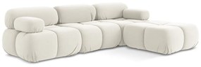 Бял кадифен модулен ъглов диван Lokua – Makamii
