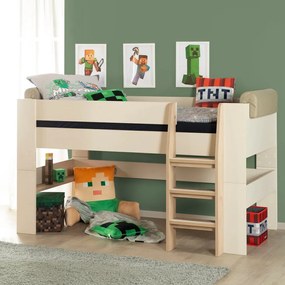 Бежово детско легло 90x200 cm повдигнато без ламелно дъно Loft – Roba