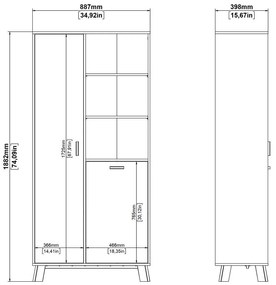 Библиотека от дъбов декор в бял и естествен цвят 89x188x40 cm Ikast – Tvilum