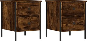 825988 vidaXL Нощни шкафчета 2 бр опушен дъб 40x42x50 см инженерно дърво