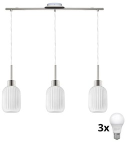 LED полилей на кабел HARMA 3xE27/60W/230V матов хром/бял