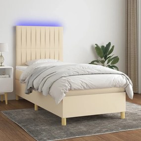 3135554 vidaXL Боксспринг легло с матрак и LED, кремаво, 80x200 см, плат