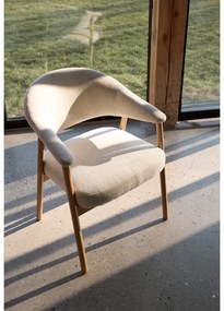 Кремави трапезни столове в комплект с подлакътници 2 бр. от масивен дъб Elk – Unique Furniture