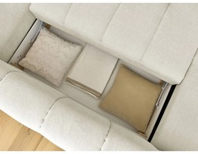 Бежов сгъваем/с място за съхранение ъглов диван (десен ъгъл/U форма) Fuji – Bobochic Paris