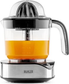 Цитрус преса Muhler MJ-4020, 40 W, 1.2 л, Двупосочно движение, Индикаторна лампа, 2 конуса, Черен/Инокс