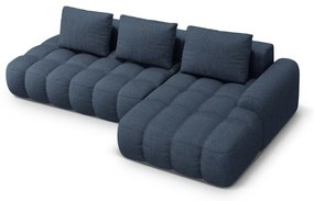 Тъмносин сгъваем/с място за съхранение ъглов диван (десен ъгъл) Linz – Cosmopolitan Design