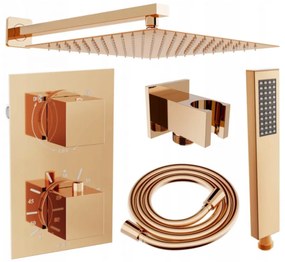 Mexen Cube DR02 вграден комплект за душ с душ глава 30 см, розово злато - 77502DR0230-60