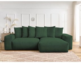 Зелен сгъваем/с място за съхранение ъглов диван от рипсено кадифе Voltaire – Bobochic Paris