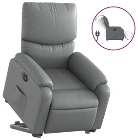 3204903 vidaXL Електрически изправящ реклайнер стол, сив, изкуствена кожа
