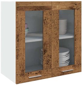 856167 vidaXL Кухненски стенен шкаф "Lyon" със стъклена врата, старо дърво, 60x31x60 см