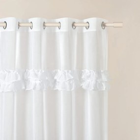 Бяла завеса FRILLA с волани на сребърни втулки 400 x 250 cm