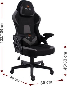 Игрален стол Raptor Fury-Сив