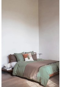 Зелено/бежово единично спално бельо от памучен сатен 140x200 cm Mini – Mette Ditmer Denmark