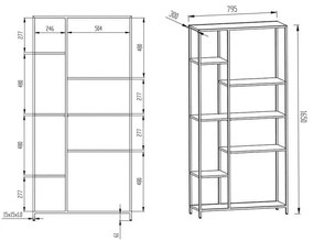 Черна метална библиотека 80x165 cm Newcastle – Actona