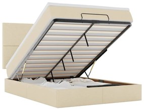 3313932 vidaXL Османска легло с матрак и LED, кремаво, 140x200 см, плат