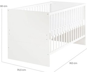 Бяло детско креватче 70x140 cm с регулируема височина Anton – Roba