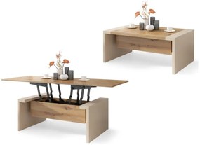 СПЕЙС Дъб Артисан/Бежов (Шампанско) - РАЗТЕГАТЕЛНА ХОЛНА МАСА С ПОВДИГАЩ МЕХАНИЗЪМ