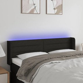 3123376 vidaXL LED горна табла за легло, черна, 147x16x78/88 см, плат