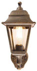 Антична стенна лампа златиста IP44 с детектор за движение - Capital