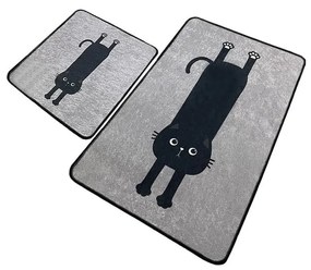 Черни-сиви килими за баня в комплект от 2 бр. 60x100 cm Comfort – Foutastic