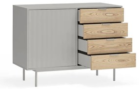 Сив/естествен нисък скрин от декор от дъб 108x80 cm Sierra – Teulat