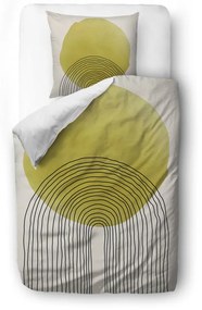 Бежово и жълто памучно спално бельо от сатен , 140 x 200 cm Rising Sun - Butter Kings