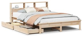 3309809 vidaXL Легло с етажерка за книги, без матрак, 140x200 см, бор масив