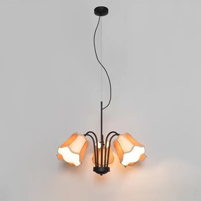 Класически висящ аплик черен със златен абажур 5-светлина - Nona