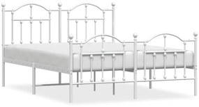 353506 vidaXL Метална рамка за легло с горна и долна табла, бяла, 140x190 см