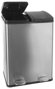 Кошче за боклук за рециклиране с педал от неръждаема стомана в лъскаво сребриато 2x30 l Duo – Orion