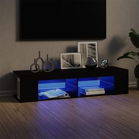 804230 vidaXL ТВ шкаф с LED осветление, черен, 135x39x30 см