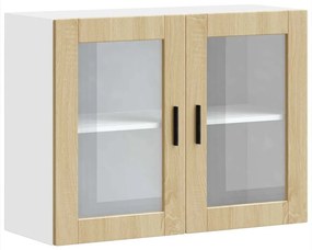 854090 vidaXL Кухненски стенен шкаф със стъклена врата Porto дъб сонома