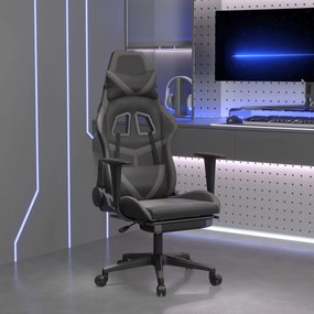 Sonata H Масажен гейминг стол с подложка черно и cиво изкуствена кожа