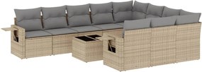 3253036 vidaXL Градински диван с възглавници, 11 части, бежов полиратан