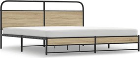 3318681 vidaXL Метална рамка за легло, без матрак, опушен дъб, 183x213 см