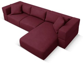 Ъглов диван в цвят бордо, десен ъгъл Esther – Milo Casa
