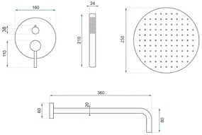 Душ система за вграждане Rea Lungo Black