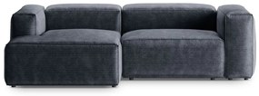 Сиво-син ъглов диван от рипсено кадифе (ляв ъгъл) Bergamo – Cosmopolitan Design