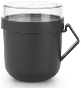 Чаша за супа с капак Brabantia Make&Take 1006293, 600+180 мл, Винтов капак, Без BPA, Тъмносив