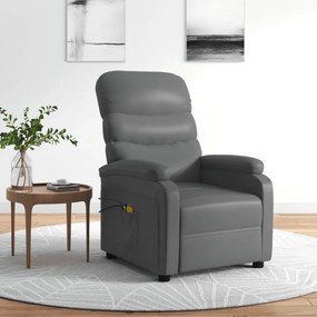 3073680 vidaXL Електрически масажен стол, сив, изкуствена кожа