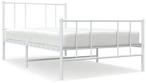 352539 vidaXL Метална рамка за легло с горна и долна табла, бяла, 90x190 см