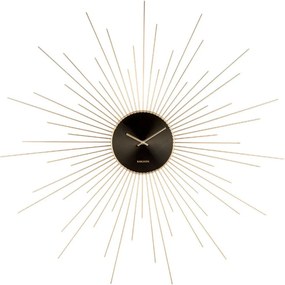 Стенен часовник в черно и златно Peony, ø 95 cm Extreme - Karlsson