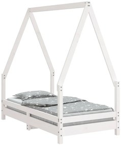 834487 vidaXL Рамка за детско легло, бяла, 70x140 см, бор масив