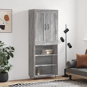 3200103 vidaXL Висок шкаф, сив сонома, 69,5x34x180 см, инженерно дърво