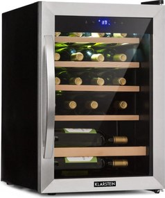 Klarstein Vinamour 19, охладител за вино, 19 бутилки, 65 л, 4 - 18 °C, 40 dB, стъкло, черен