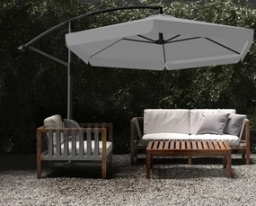 Сив градински чадър с LED светлина 3 м