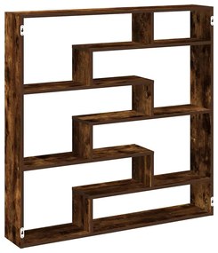 860026 vidaXL Стенен кубичен рафт, 7 отделения, опушен дъб, инженерно дърво